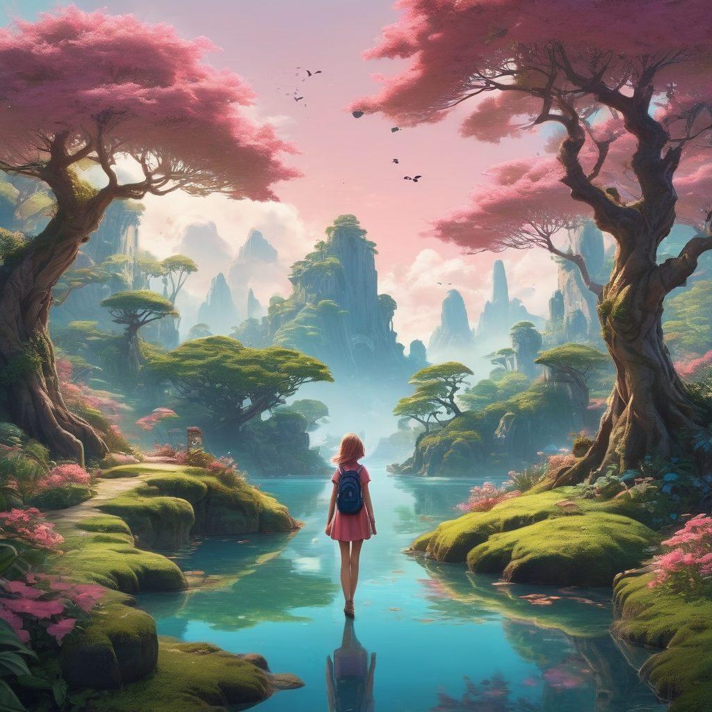 A captivating scene showcasing a stylized anime character in a vibrant, whimsical world, surrounded by intricate details reflecting adult themes. The character should have a playful yet mature expression, with a backdrop of surreal landscapes infused with fantasy elements. Soft, alluring colors should envelop the image, inviting viewers into the niche realm of adult animation. Include hints of narrative through subtle visual storytelling, like elements of exploration and adventure. vibrant colors. super-realistic. whimsical style.